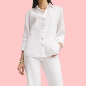 NWOT  Chico's  Classic Linen Button-down Shirt  Women's  2 /US 12 / Large  White